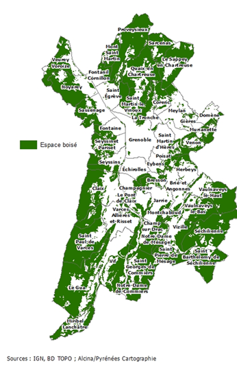 répartition des espaces boisés dans la métropole